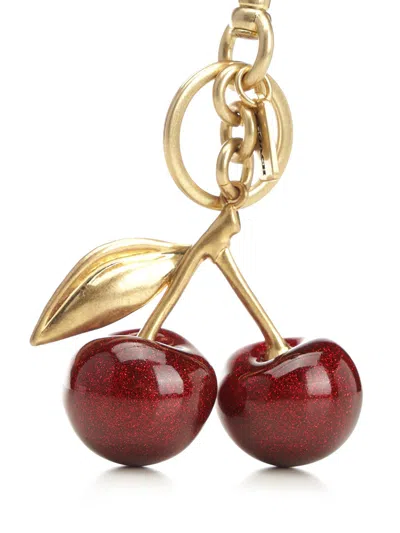 Coach Resin Cherry Bag Charm Keyrings Red In Gold