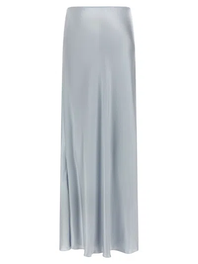 Fabiana Filippi High Waist Long Satin Skirt Seams In Blue