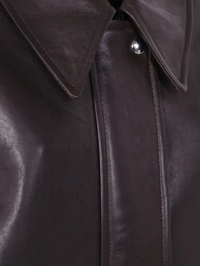 Khaite Shelman Leather Jacket In Blue