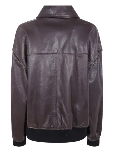 Khaite Shelman Leather Jacket In Blue