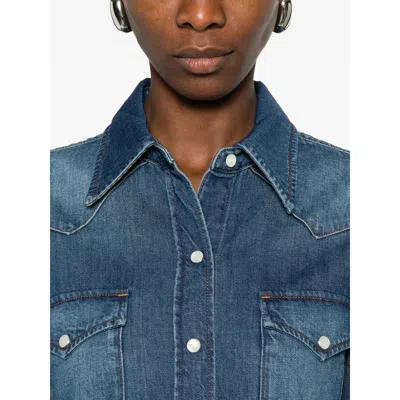 Apc Long-sleeved Denim Shirt In Blue