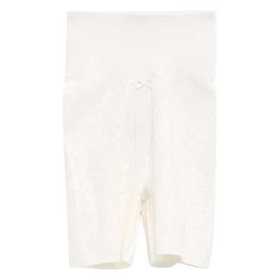 Jw Anderson Pointelle Bow Shorts In Neutral