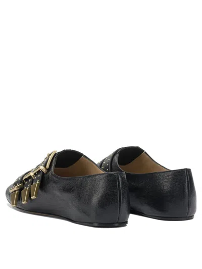 Chloé Susanna Buckle-details Studded Flat Pumps In Black