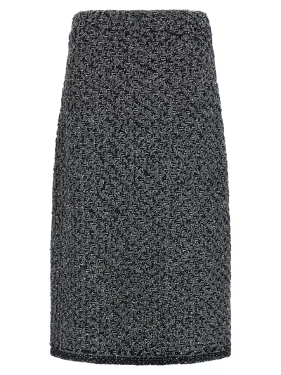 Fabiana Filippi Tweed Skirt High Waist Knee Length In Gray