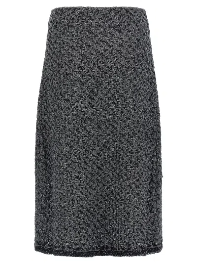 Fabiana Filippi Tweed Skirt High Waist Knee Length In Gray