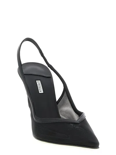 Le Silla Vivienne Mesh Slingback Pumps Pointed Toe In Black