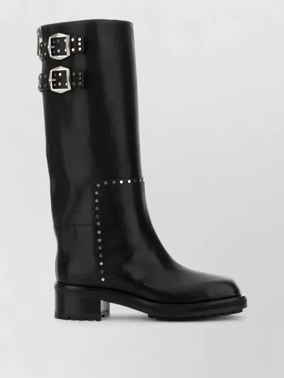 Jimmy Choo Brooklyn Block Heel Buckle Chunky Sole Boots In Black