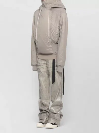 Rick Owens Drkshdw Cropped Bomber Jacket Quilted High Neck In Gray