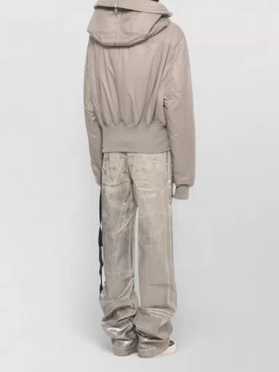 Rick Owens Drkshdw Cropped Bomber Jacket Quilted High Neck In Gray