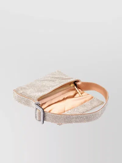 Benedetta Bruzziches Sparkling Strap Clutch Bag In Pink