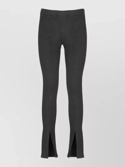 Rick Owens Drkshdw Cotton Leggings Trousers Front Vent Seams In Black