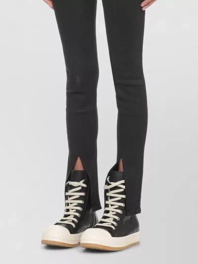 Rick Owens Drkshdw Cotton Leggings Trousers Front Vent Seams In Black