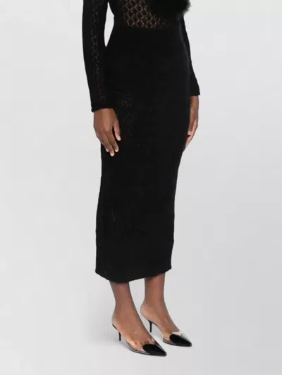 Blumarine Fitted Midi Skirt Keyhole Detail In Black