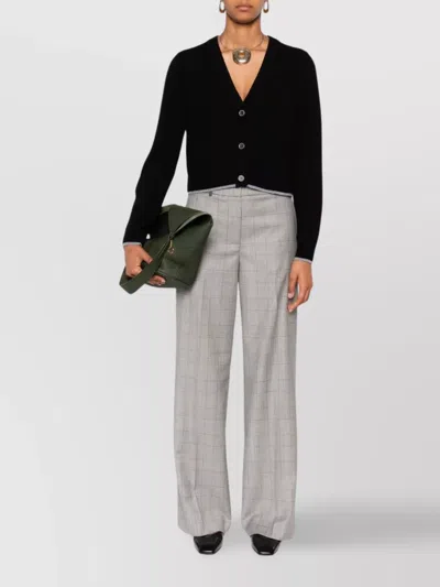 Pinko Cropped Button-down Sweater With Deep V-neckline In Black