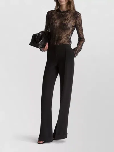 Alberta Ferretti Shirt Floral Pattern Keyhole Back Lace In Black