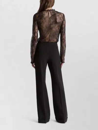 Alberta Ferretti Shirt Floral Pattern Keyhole Back Lace In Black