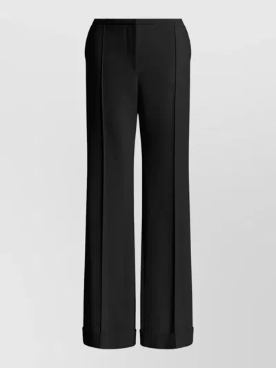 Alberta Ferretti High Waist Wide Leg Cuffed Trousers In Black
