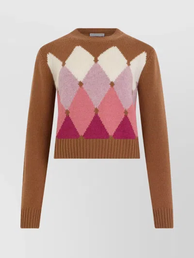 Ballantyne Argyle Pattern Knitwear Long Sleeve Sweater In Brown