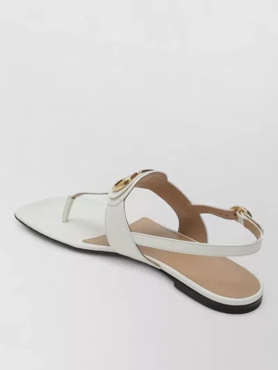 Valentino Vlogo Signature Thong Sandals Flat Sole In White