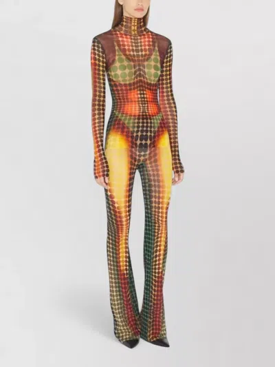 Jean Paul Gaultier Reedition High Waist Flare Trousers Stretch In Multi