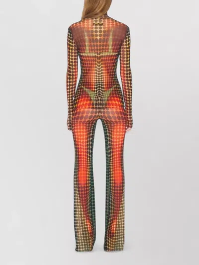 Jean Paul Gaultier Reedition High Waist Flare Trousers Stretch In Multi