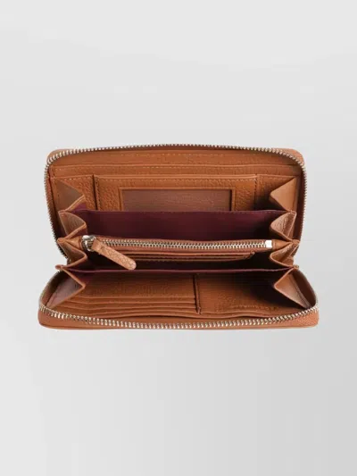 Coccinelle Soft Metallic Textured Purse And Cardholder In Brown