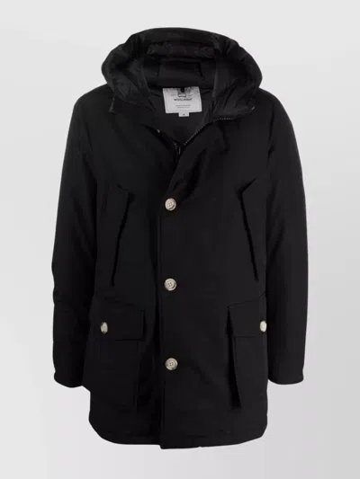 Woolrich Arctic Long Parka Large Hood In Black