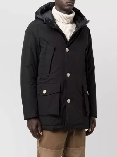 Woolrich Arctic Long Parka Large Hood In Black