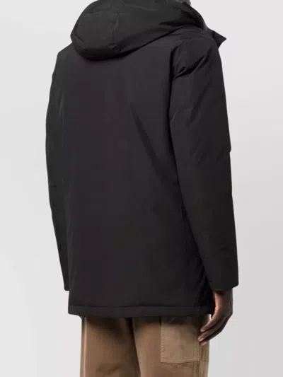 Woolrich Arctic Long Parka Large Hood In Black