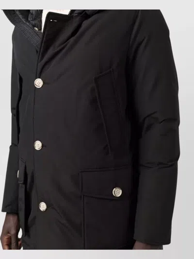 Woolrich Arctic Long Parka Large Hood In Black