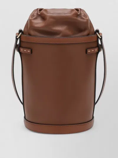 Valentino Vlogo Signature Leather Bucket Bag Strap In Brown