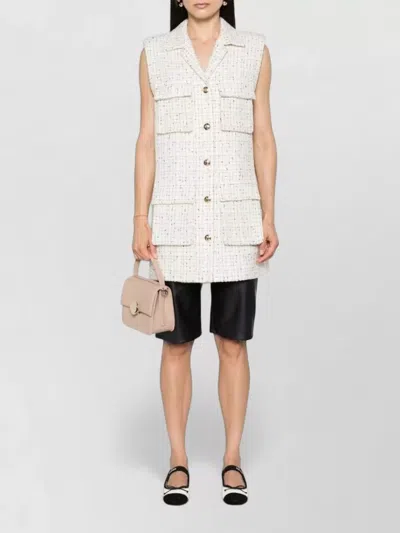 Anine Bing Alden Dress Sleeveless Textured Large Pockets In White