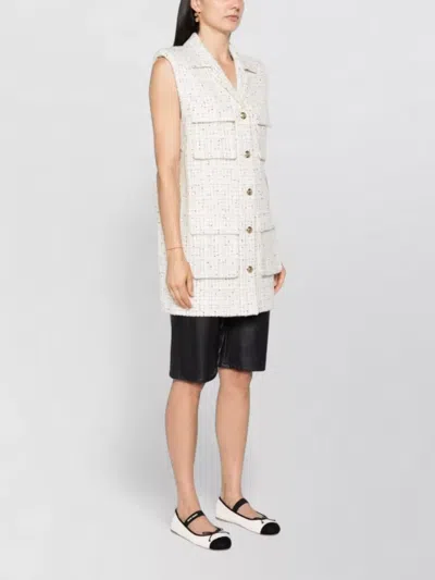 Anine Bing Alden Dress Sleeveless Textured Large Pockets In White