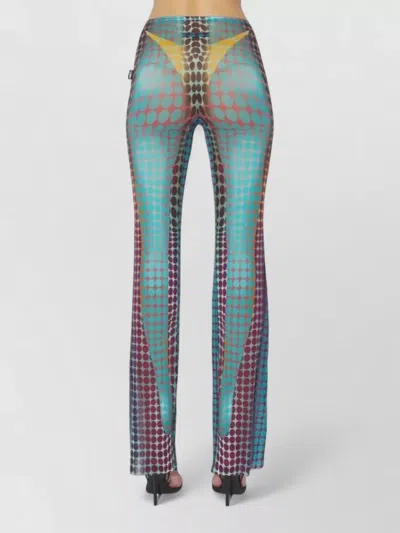Jean Paul Gaultier High Waist Flared Sheer Stretch Trousers In Multi