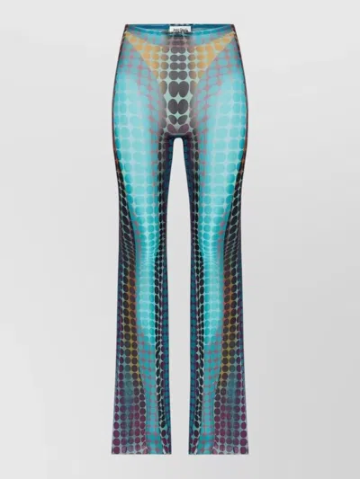 Jean Paul Gaultier High Waist Flared Sheer Stretch Trousers In Multi
