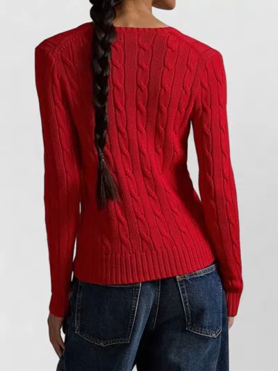 Polo Ralph Lauren Kimberly Cable Knit V Neck Pullover Sweater In Green