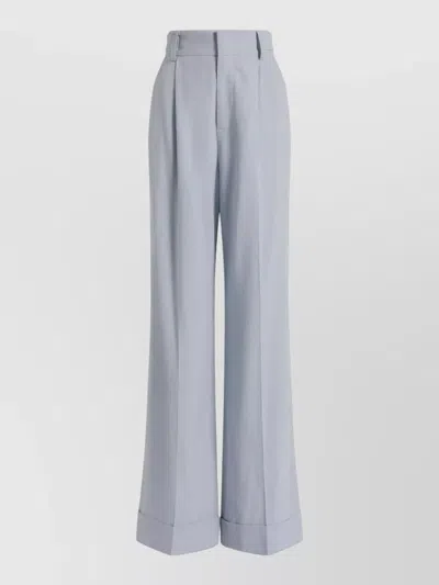 Alberta Ferretti High Waist Pleated Trousers Belt Loops In Blue