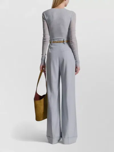 Alberta Ferretti High Waist Pleated Trousers Belt Loops In Blue