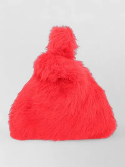 Msgm Mini Bag Unique Shape Faux Fur Texture In Red