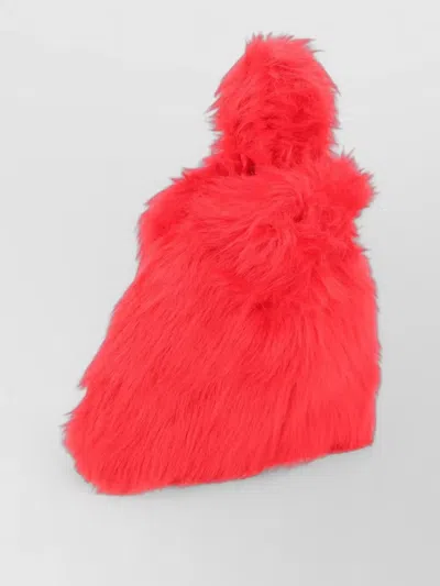 Msgm Mini Bag Unique Shape Faux Fur Texture In Red