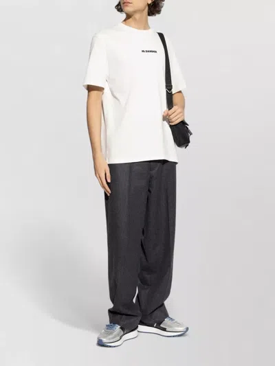 Jil Sander Men White Crewneck T-shirt With Logo Lettering On The Front In Cotton Man