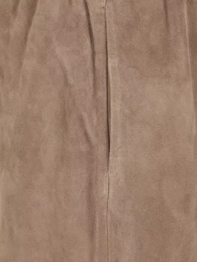 By Malene Birger Joanni Suede Wide Leg Cropped Trousers In Brown