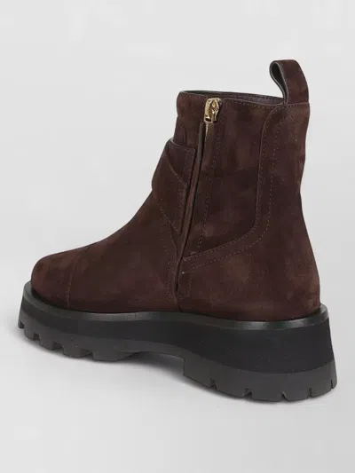 Jimmy Choo Meena Flat Ankle Boots Round Toe In Brown