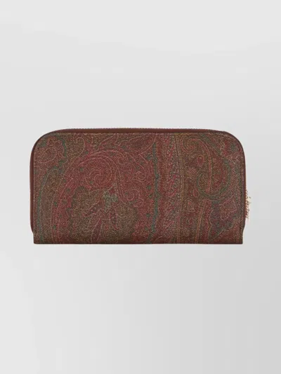 Etro Paisley Pattern Wallet And Cardholder Collection In Brown