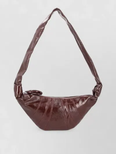 Lemaire Croissant Small Crossbody Bag Adjustable Strap In Burgundy