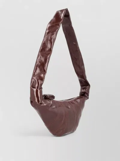 Lemaire Croissant Small Crossbody Bag Adjustable Strap In Burgundy