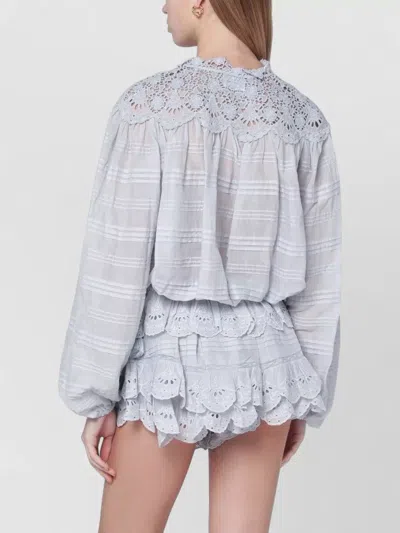 Isabel Marant Étoile Isabel Marant Etoile Polly Cotton Blouse With Floral Lace In Blue
