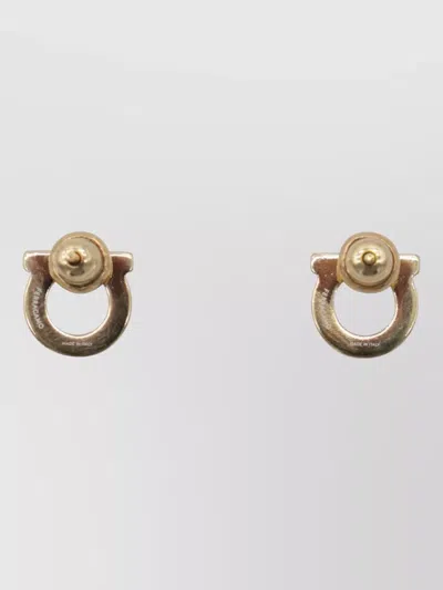 Ferragamo Crystal Embellishment Stud Earrings Jewelry Piece In Gold