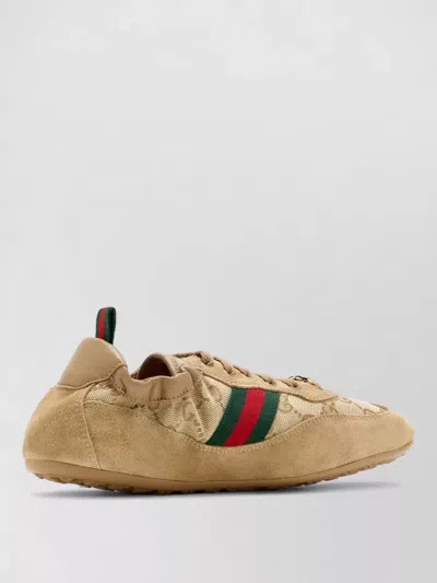 Gucci Shift Low Top Sneakers Rubber Sole Stripe In Brown