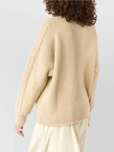 Malo Textured Knit Turtleneck Sweater With Long Sleeves In Brown